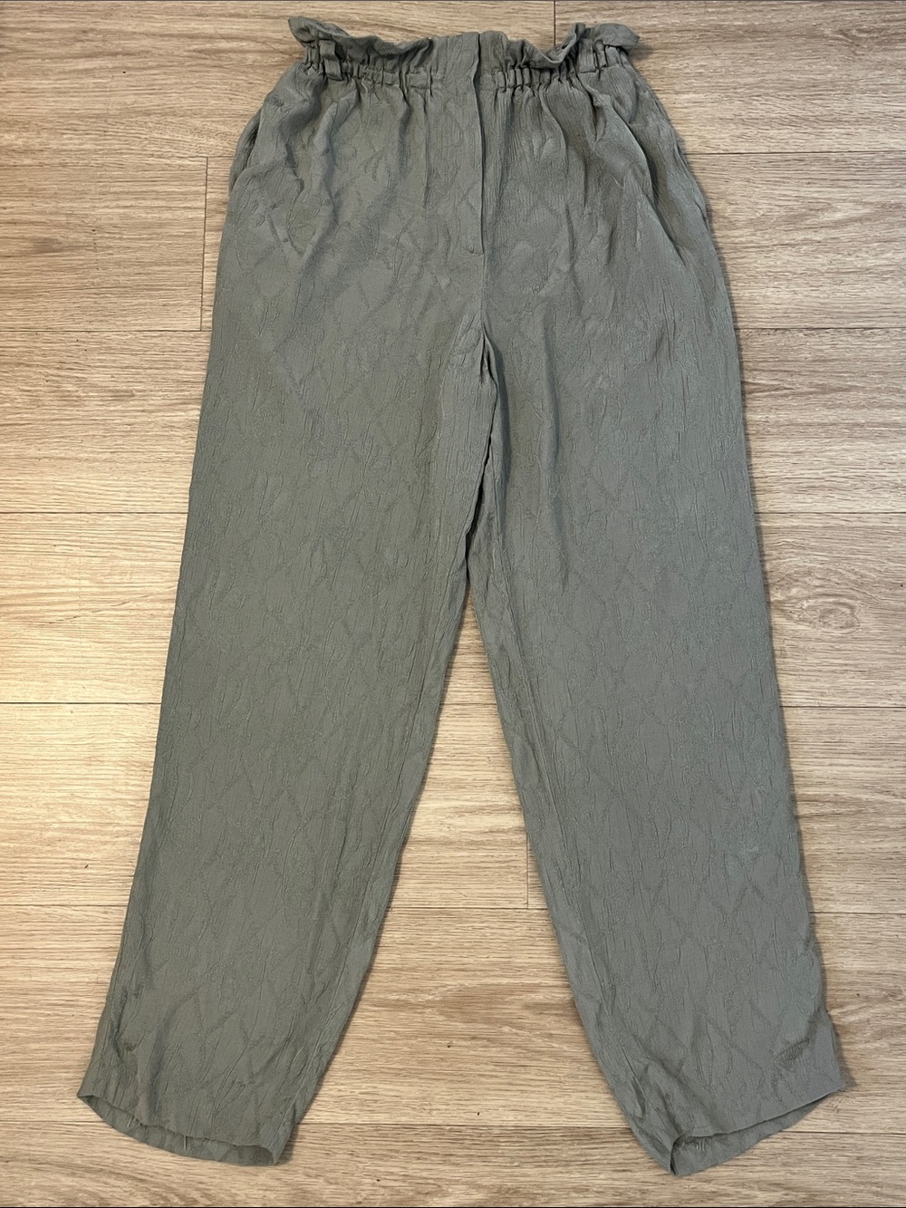 Vintage Giorgio Armani Olive Green Relaxed Elastic-Waist Chinos